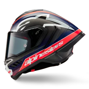 Alpinestars Supertech  R10 Team Full Helmet ECE 06 – Carbon Black/Fluo Red/Dark Blue